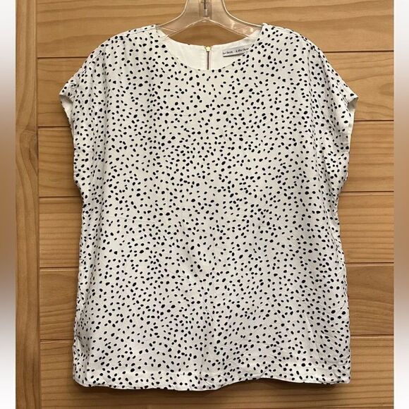 & OTHER STORIES Top Womens US Size 10 Viscose Blouse White Black Stockholm - Picture 2 of 12